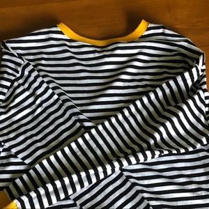 Striped Long Sleeve Top w/ Yellow Trim